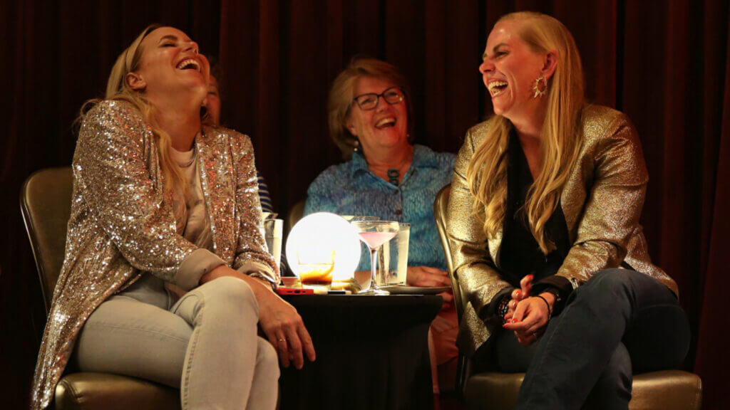 Girls laughing and mesmerized at the Magic Hideaway show, Casa Monica Resort and Spa, St. Augustine, Florida