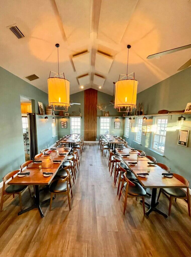 Cozy dining room at Catch 27 seafood restaurant in downtown St. Augustine